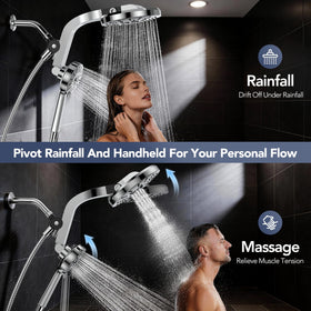 RAINVISTA magnetic docking handheld demonstrates effortless one-handed placement for easier rinsing.