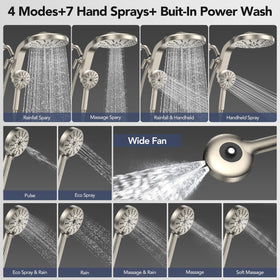 RAINVISTA rainfall-overhead and handheld combo provides versatile spa-like rinses.