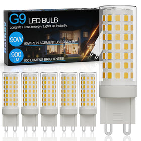 Ralbay 6-pack dimmable G9 LED bulbs, 9W, 4000K, natural white for cozy spaces.