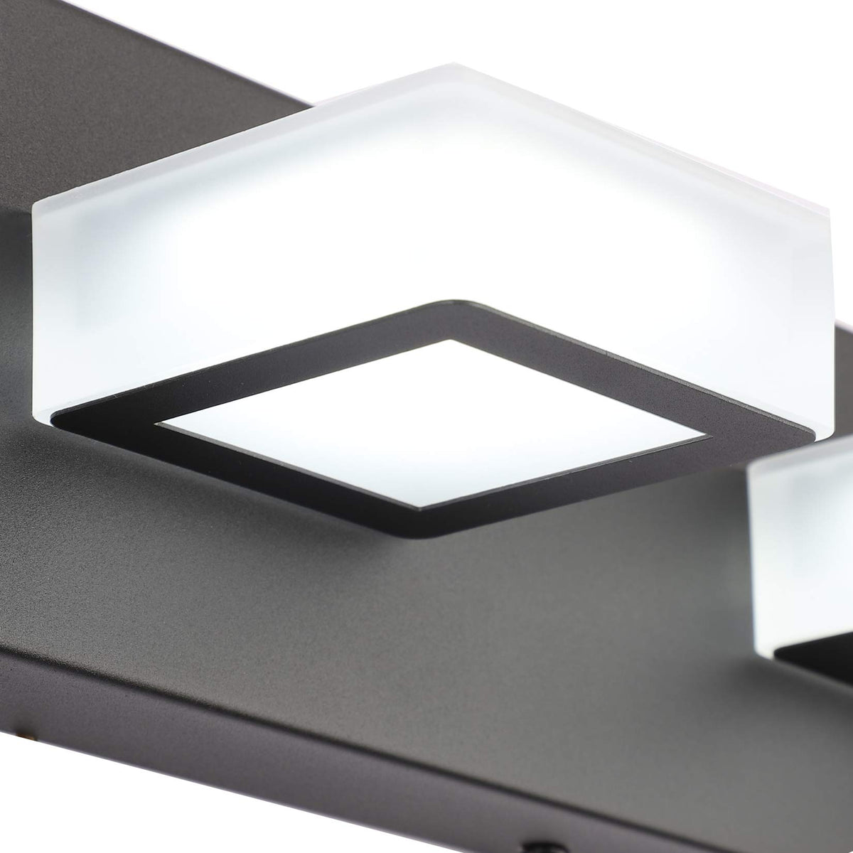 Ralbay LED Black 4-Light vanity light close-up on the metal frame