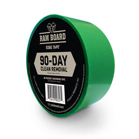 Ram Board Edge Tape demonstrates 90-day clean removal protecting floors during renovation.
