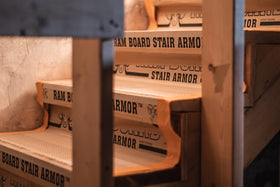 Ram Board Stair Armor demonstrates adjustable tread sizing for various stairs.