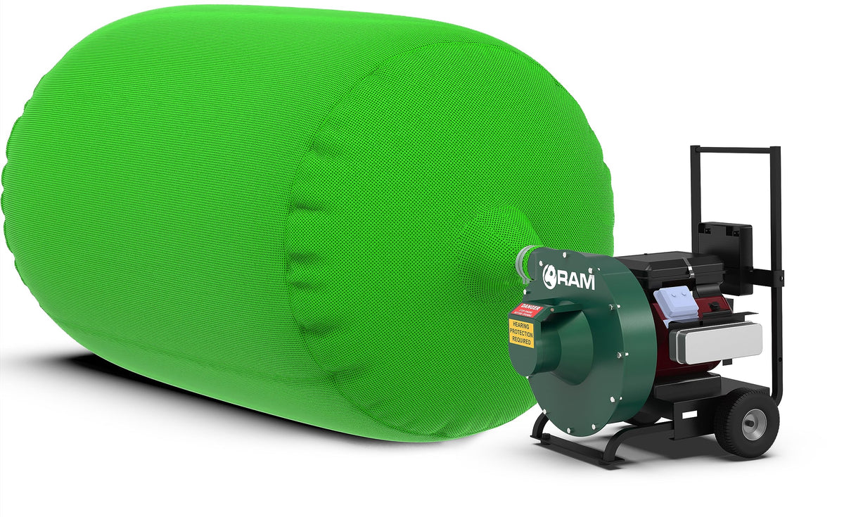 RAM Eco+ insulation bag side view for large attic fills and high capacity.