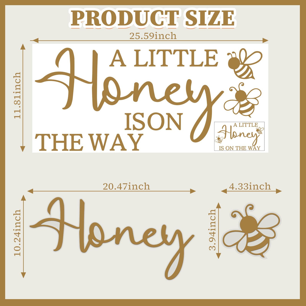 Ramciyo A Little Honey Is On The Way decal features pink letters for a playful backdrop.