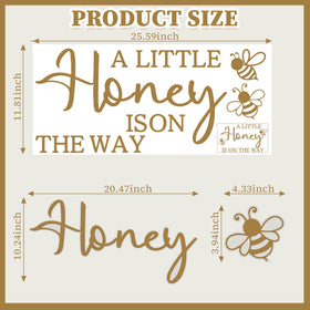 Ramciyo A Little Honey Is On The Way decal features pink letters for a playful backdrop.