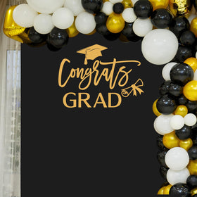 Ramciyo Congrats Grad decal sign for balloon arch adds a gold backdrop for graduation photos