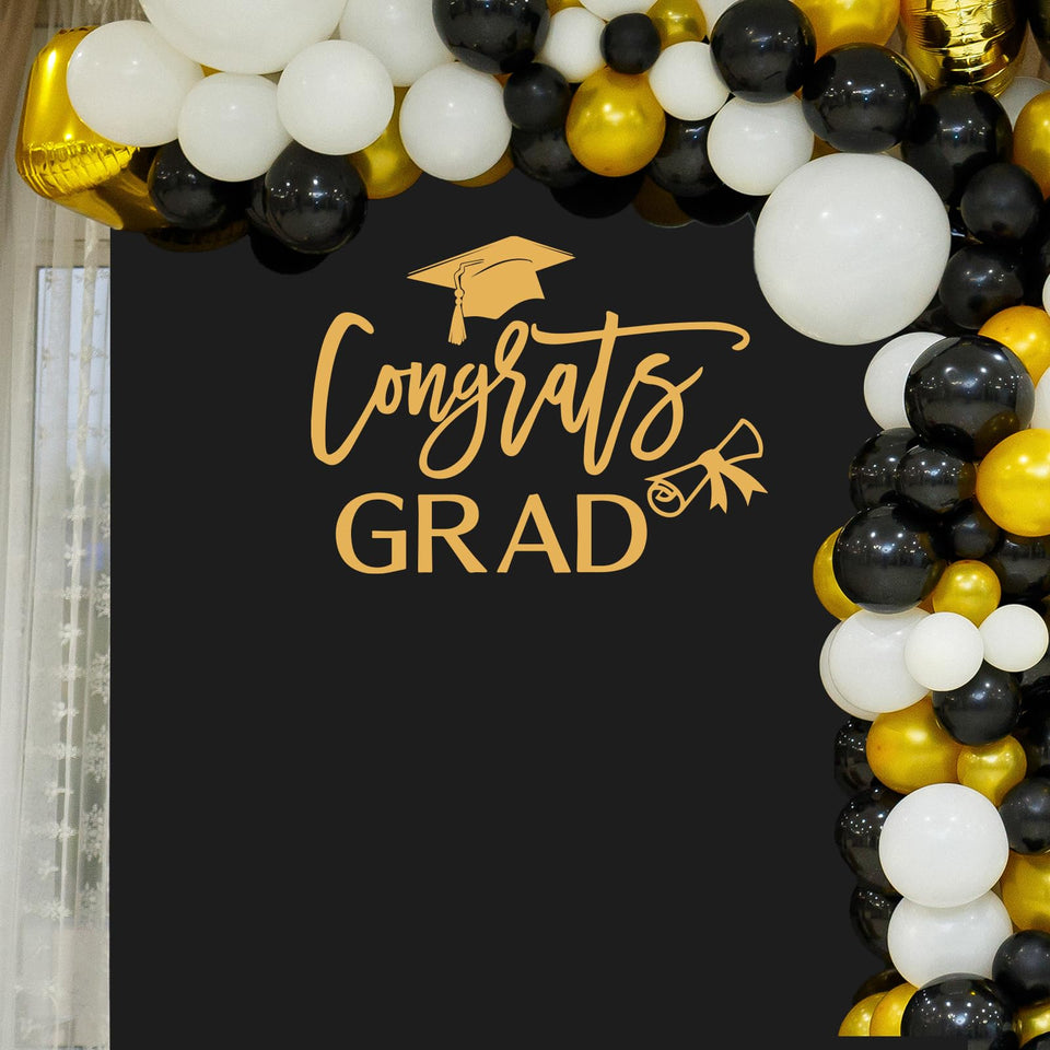 Ramciyo Congrats Grad decal sign for balloon arch adds a gold backdrop for graduation photos