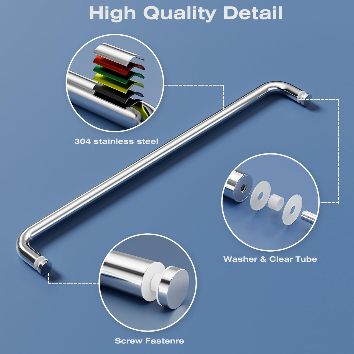 The polished chrome finish on Ranbo's towel bar brightens bathrooms with a mirror-like glow.