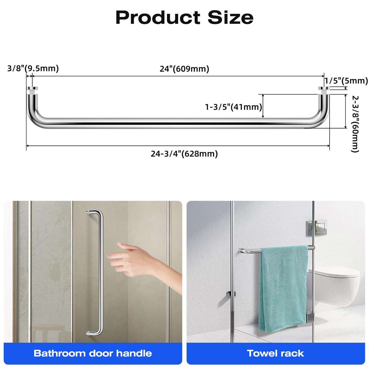 Ranbo stainless steel shower handle close-up shows durable polish and anti-corrosion finish.