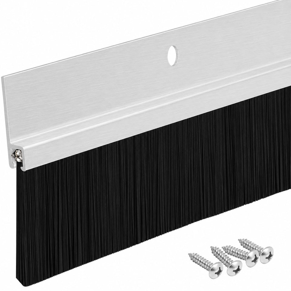 Randall Aluminum Brush Door Sweep front view showing seal against drafts