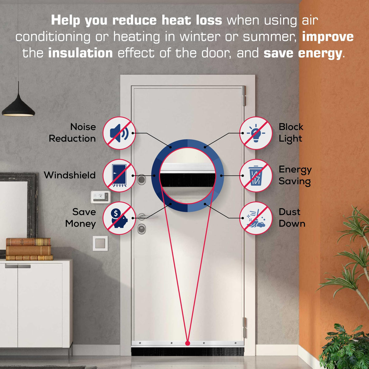Randall Aluminum Brush Door Sweep side profile showing slim, durable holder