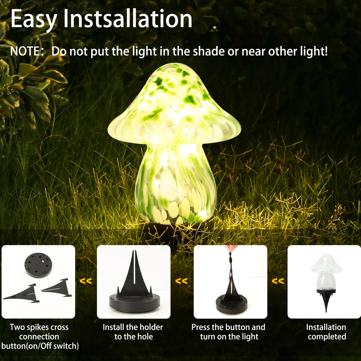 RANSCAH solar light easily inserted in ground for stable mounting