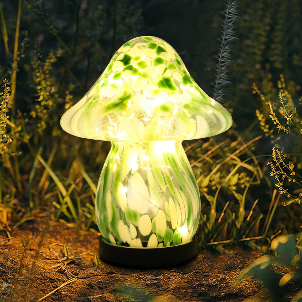 RANSCAH solar mushroom light on sunlit porch creates warm ambiance