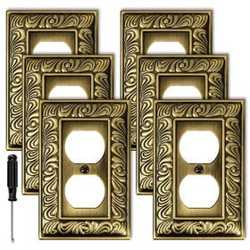 Ranweydi antique brass paisley outlet cover adds timeless style to any room.