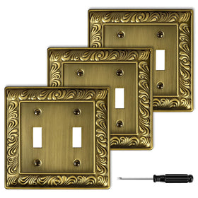 Ranweydi antique brass wall plate cover with paisley pattern for kitchen and bath; durable metal finish.
