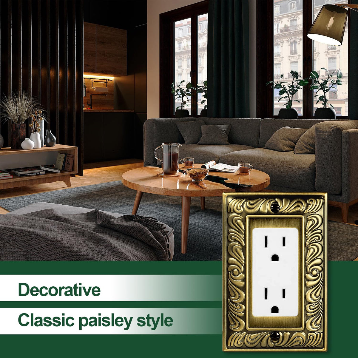 Ranweydi antique brass plate with smooth gloss finish resists dust.
