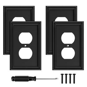 Ranweydi black 1-gang wall plate four-pack with durable bamboo fiber for long-lasting use.