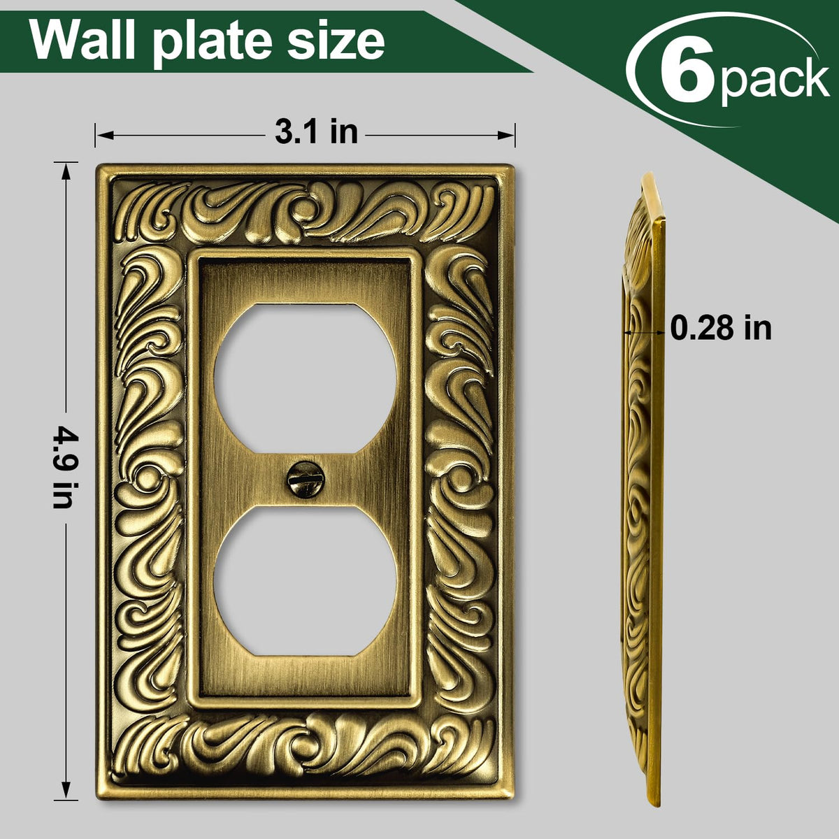 Ranweydi paisley-pattern wall plate with install pack simplifies quick replacement.