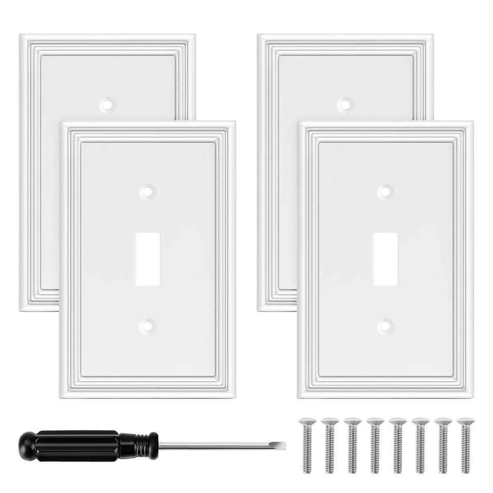 Ranweydi white modern wall plate front view enhances kitchen and bathroom decor.