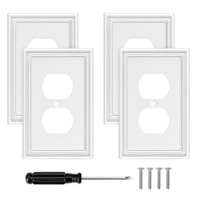 Ranweydi white outlet covers 1-gang duplex for a clean, modern kitchen or bath upgrade