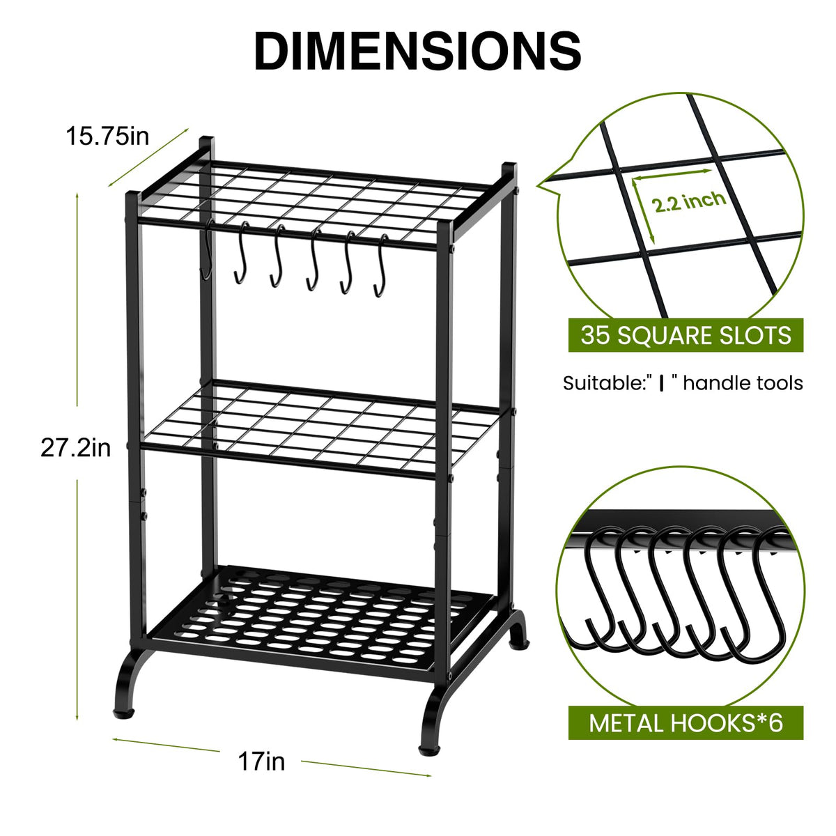 RANXFLOAT yard tool tower rack stores long-handled tools upright in the garage