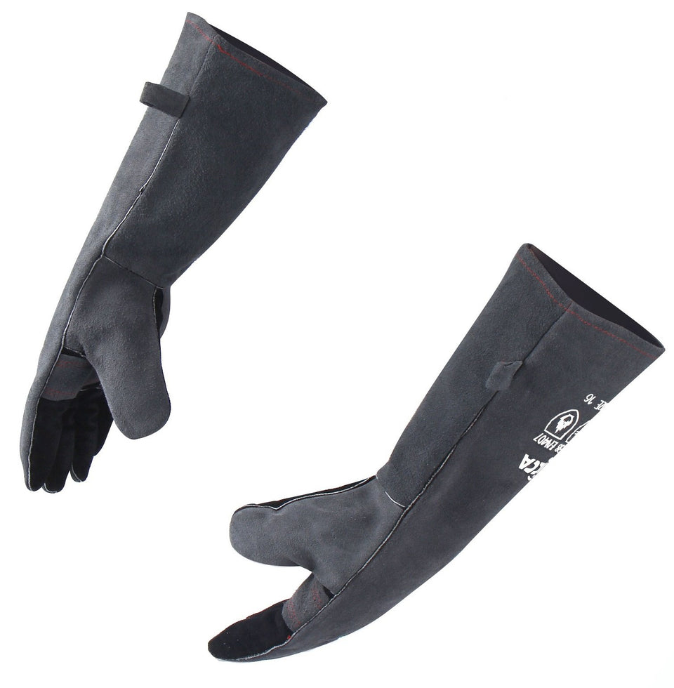 RAPICCA fireplace gloves: outer leather; 16-inch length protects hands during close-fire tasks.