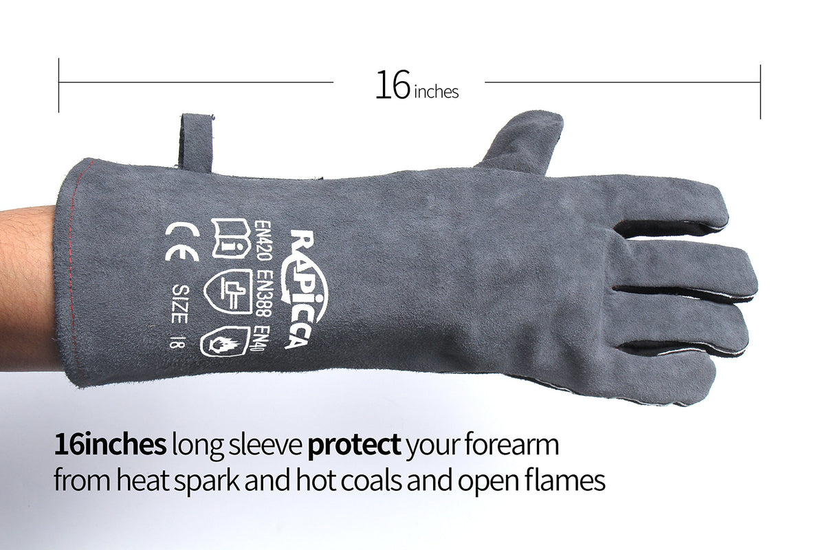 RAPICCA gloves: insulated cotton liner for comfort during long welding or fireplace tasks.