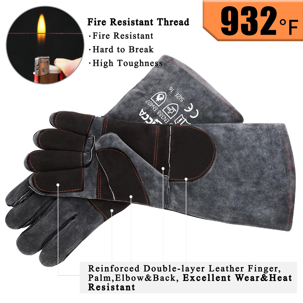 Rapicca 7.5-inch forearm sleeves extend protection against flames and hot coals.