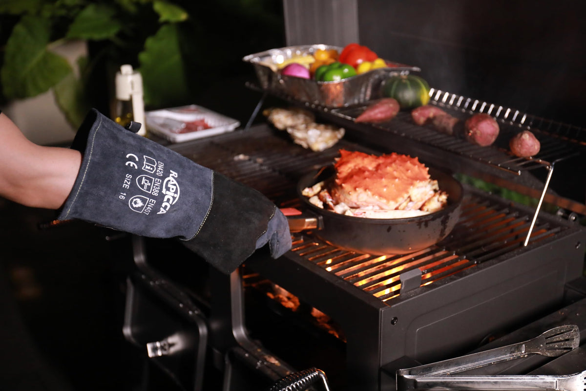 Rapicca gloves provide versatile use for fireplace, campfire, BBQ, and more.