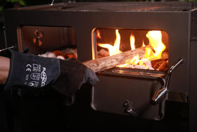 Rapicca gloves are designed to shield against welding sparks and debris during tasks.