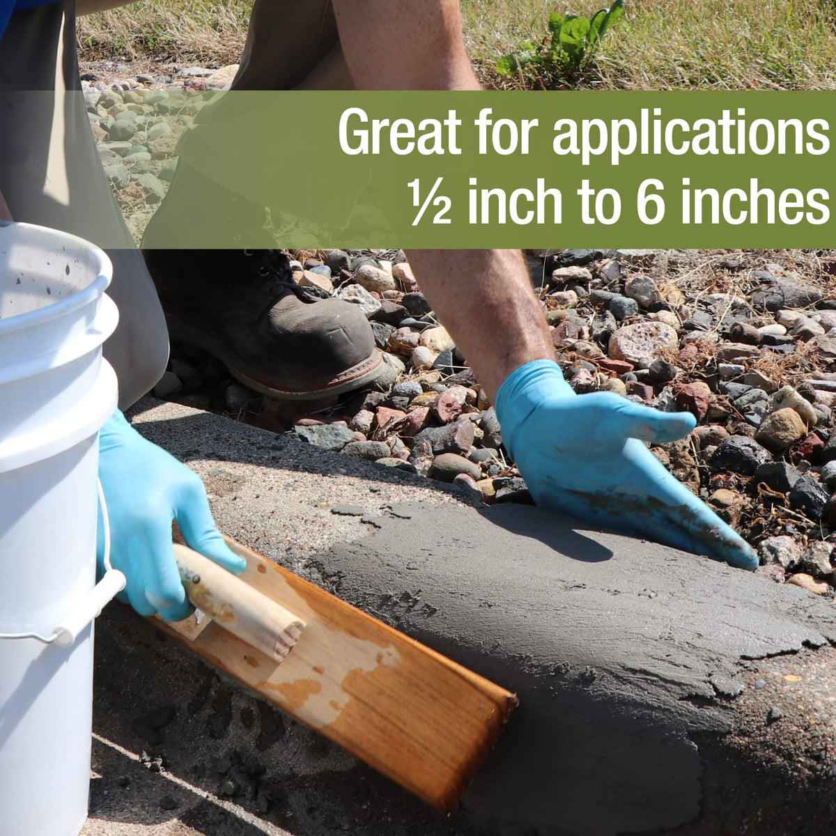 Rapid Patch edge repair on curb demonstrating vertical surface compatibility.