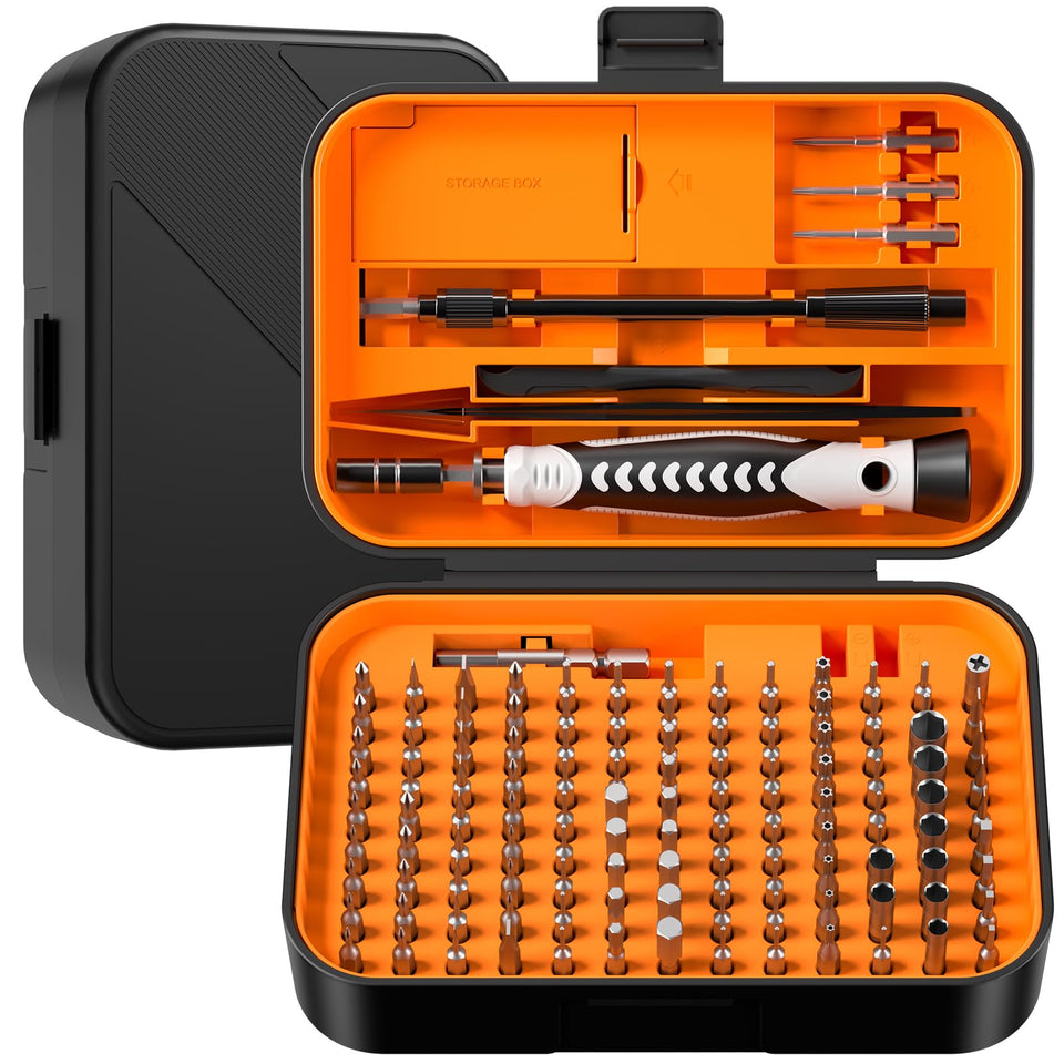 RARTOP precision screwdriver set with 130-in-1 magnetic case for electronics repair.