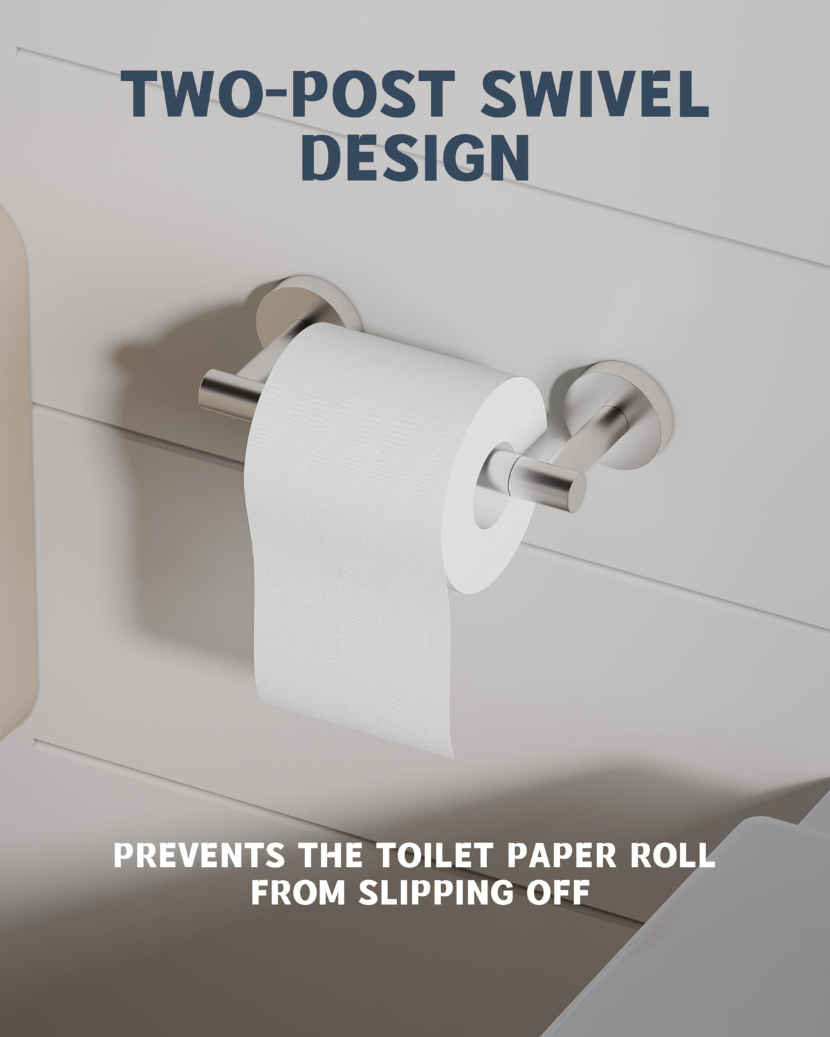 RARXTR brushed nickel double-post pivoting action enables easy roll changes.
