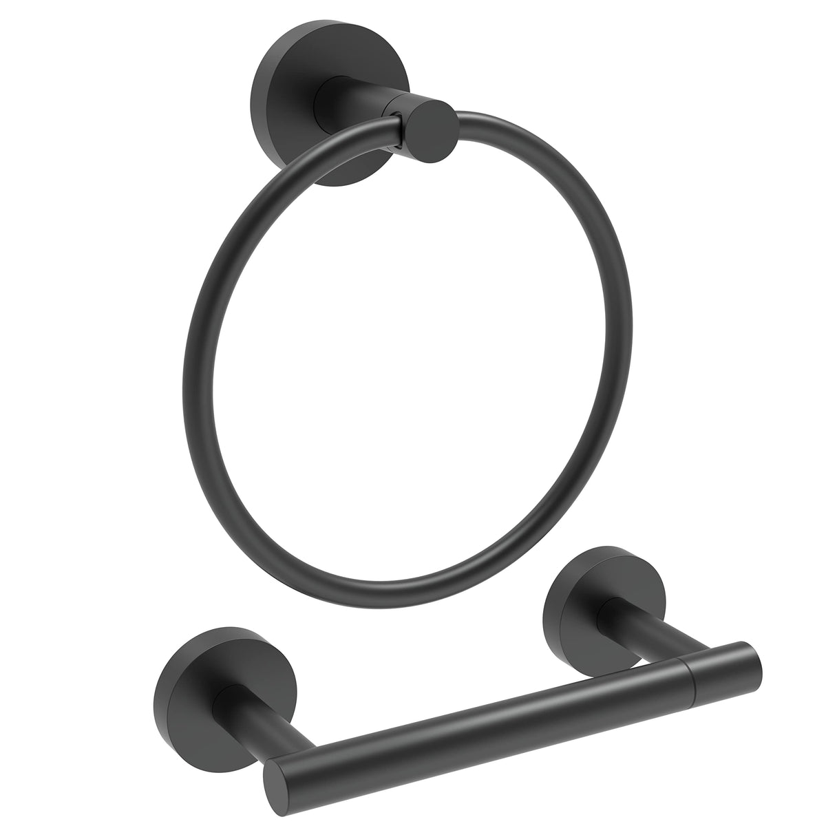 RARXTR matte black toilet paper holder with rustproof design for humid bathrooms.