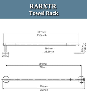 RARXTR SUS304 stainless steel towel bar close-up showing durability and rust resistance