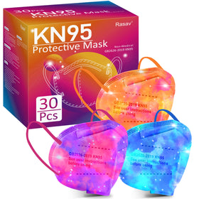 Rasav KN95 mask with colorful galaxy pattern front view for stylish daily wear