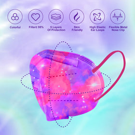 Rasav KN95 mask galaxy pattern side view showing flexible fit