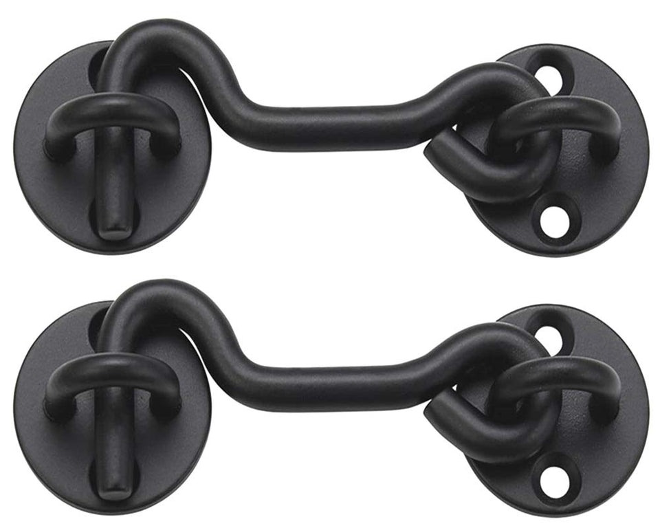 Raswik privacy hook and eye latch on black sliding door for quick privacy control