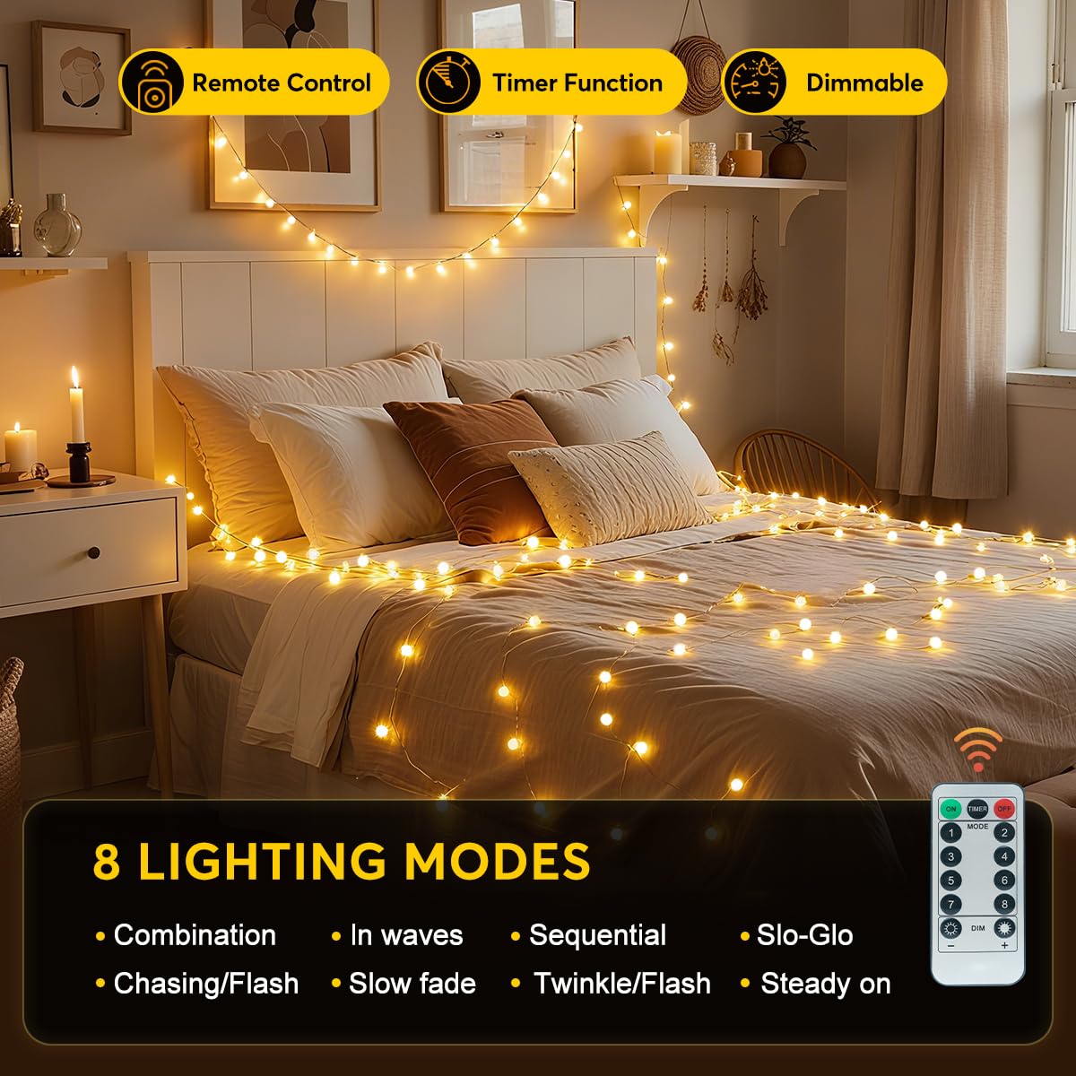 RaThun 33ft main string lights the area with even brightness