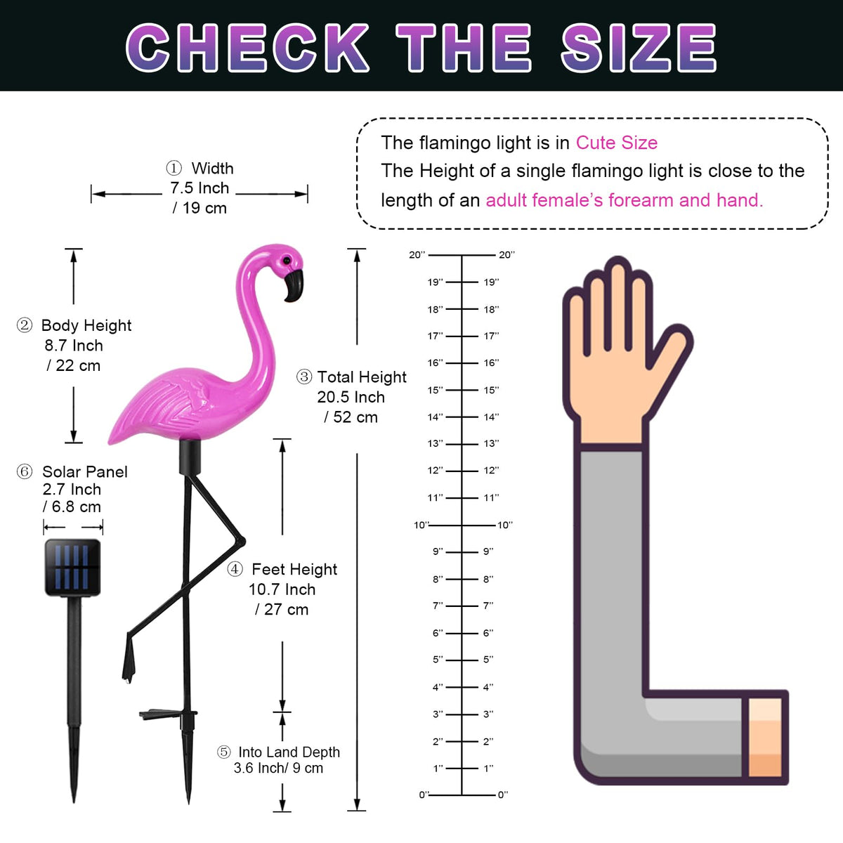 Ratopo flamingo light ground stake keeps garden decor secure at night.