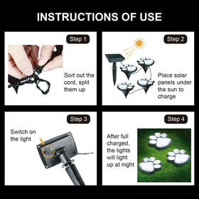 Ratopo paw lights glow at night to light pathways safely.
