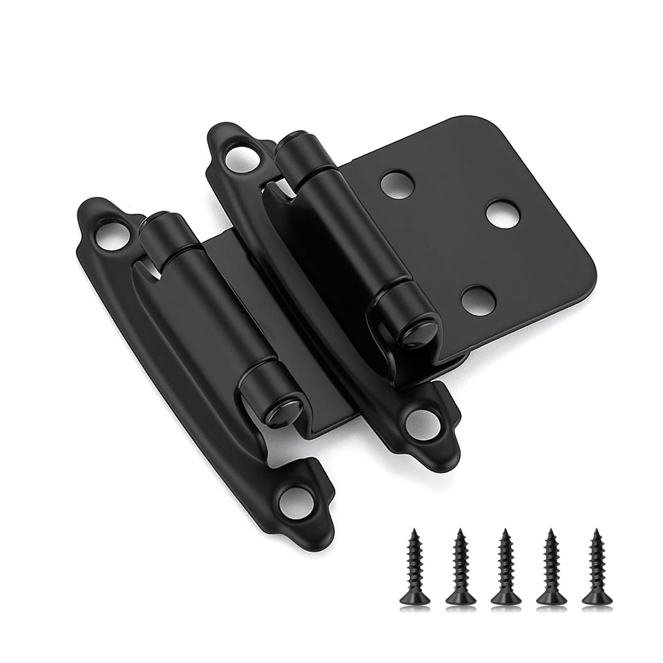 Ravinte 10-pack overlay hinges in matte black for versatile cabinet updates.