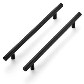 Ravinte 10-inch cabinet handle matte black close-up for upgraded kitchen aesthetics