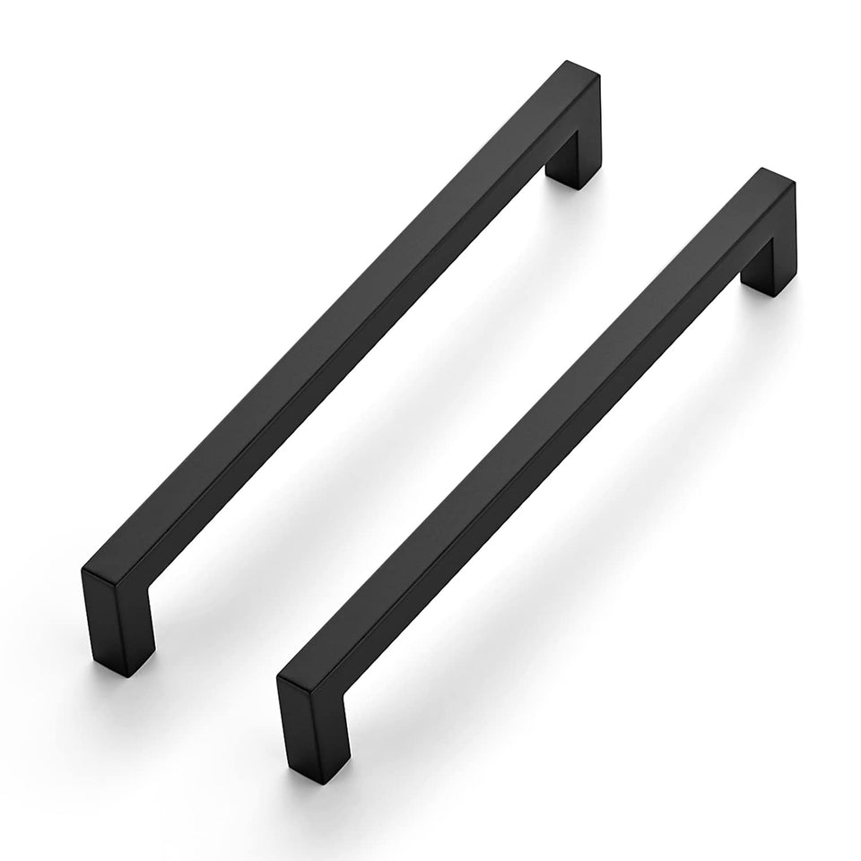 Ravinte 8-inch square matte black cabinet handle for modern kitchens