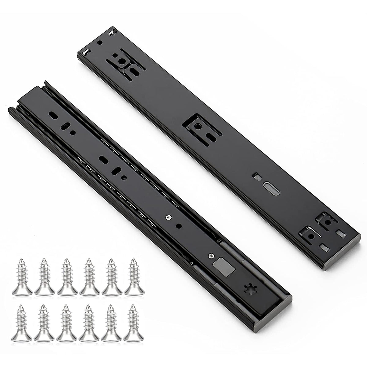 Ravinte 12-inch soft-close drawer slide in black, smooth full-extension operation