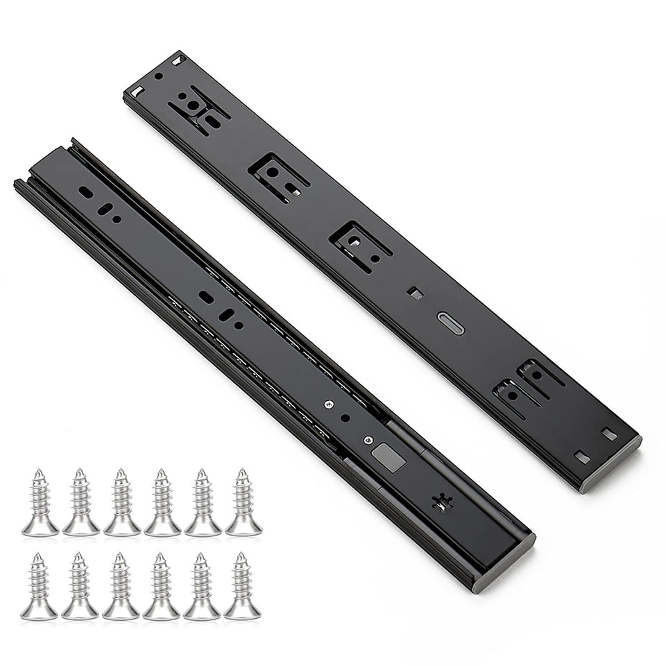 Ravinte 14-inch soft-close drawer slide in full-extension view, smooth operation