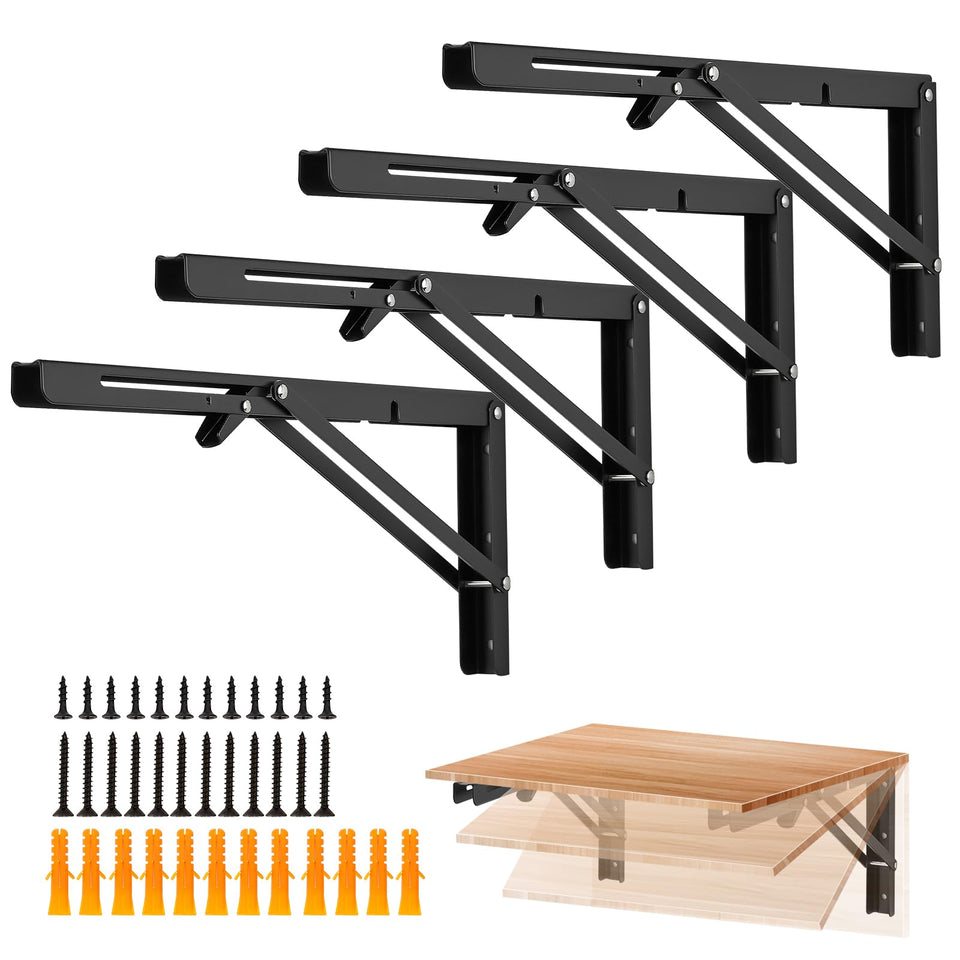Ravinte 16-inch folding bracket wall-mounted provides sturdy shelf support.