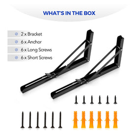 Ravinte 2-pack folding brackets ready for quick setup.