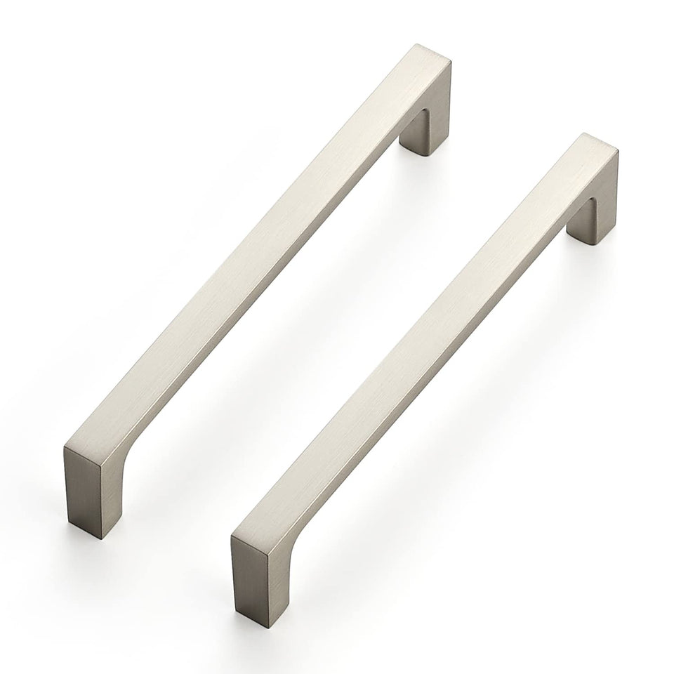 Ravinte 25-pack solid 5-inch square handle close-up shows brushed nickel durability.