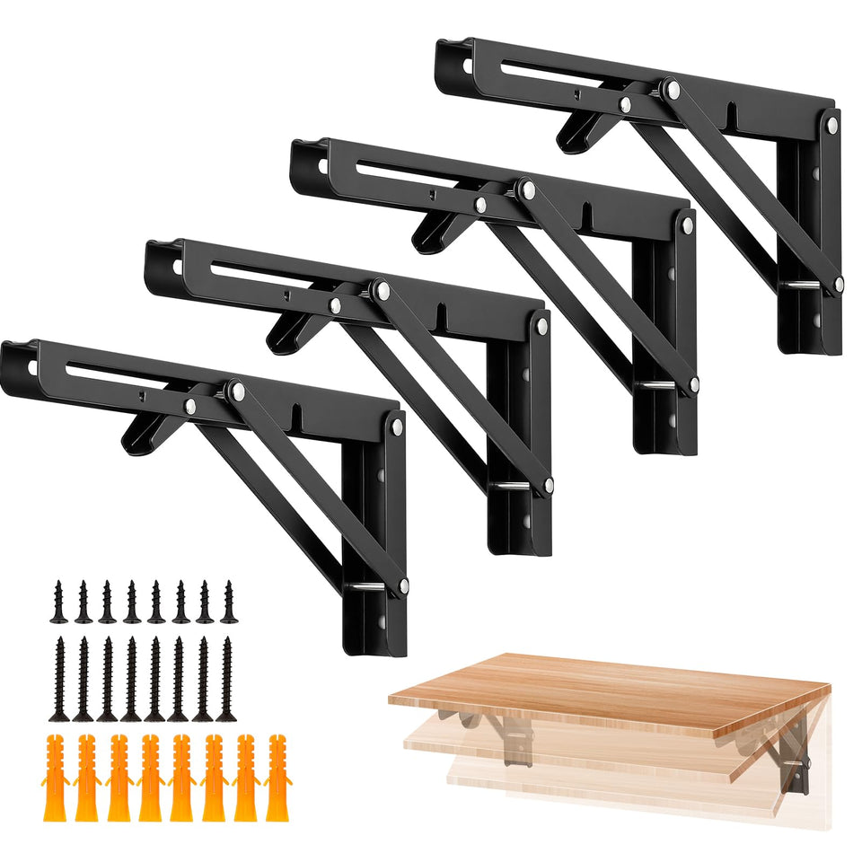 Ravinte folding brackets wall-mounted, 10-inch, sturdy shelf support.